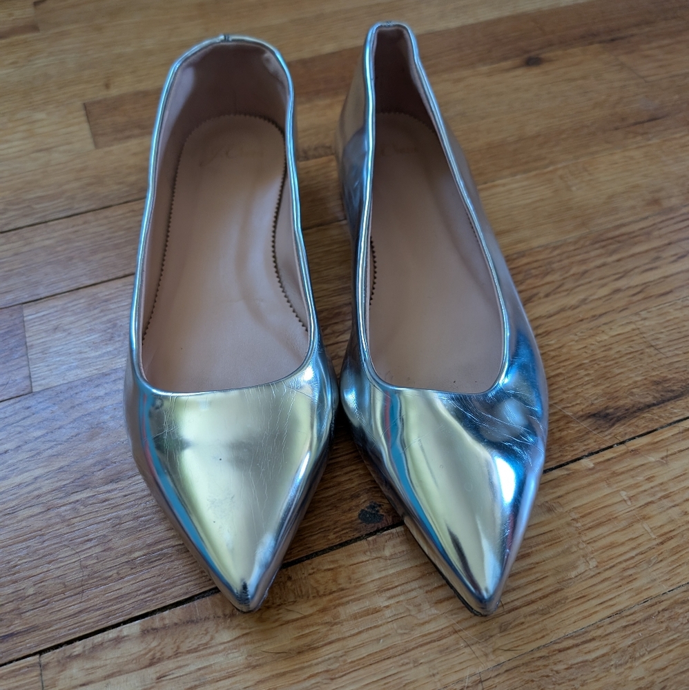 J Crew Silver Flats
